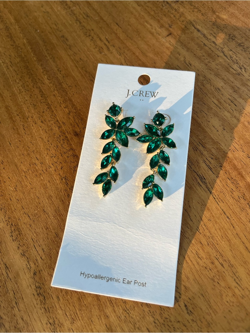 J. Crew Emerald Leaf Cluster Drop Earrings